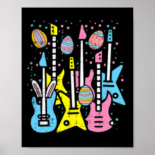 Easter Rocker Guitars Rock Music Men Boys Kids Tee Poster