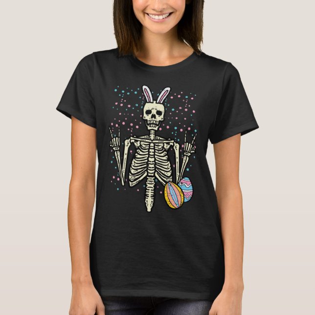 Easter Rocker Skeleton Rock Hand Men Boys Toddler  T-Shirt (Front)