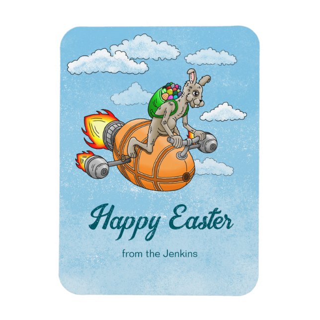 Easter Rocket Bunny Magnet (Vertical)