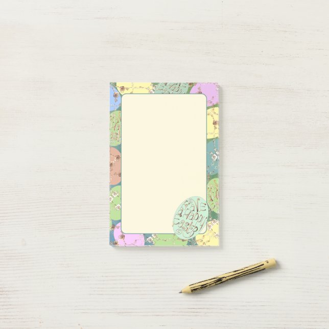 Easter Rose Eggs Stationery Post-it Notes (On Desk)