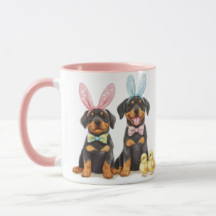 Easter Rottweiler Dogs Bunny Ears Mug