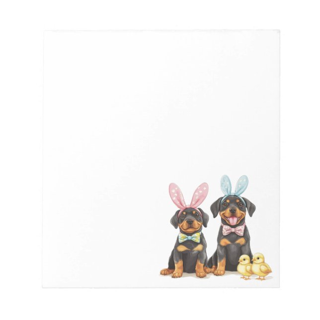 Easter Rottweiler Dogs Bunny Ears Notepad (Front)