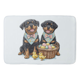 Easter Rottweiler Dogs Easter Basket Bath Mat