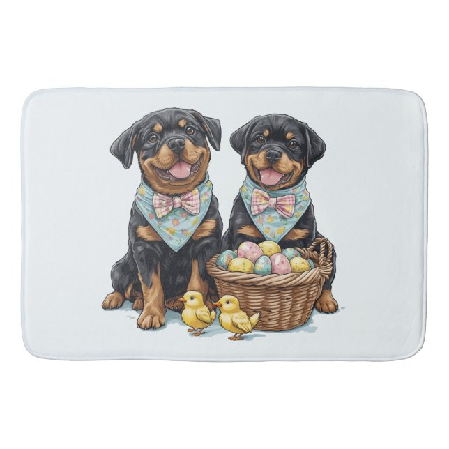Easter Rottweiler Dogs Easter Basket Bath Mat (Front)