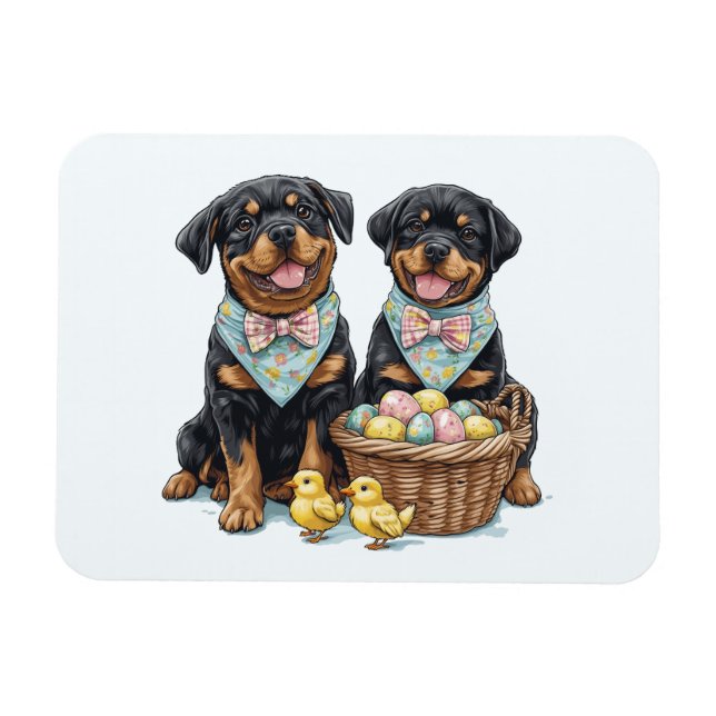 Easter Rottweiler Dogs Easter Basket Magnet (Horizontal)