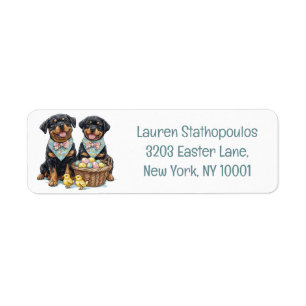 Easter Rottweiler Dogs Easter Basket Return Address Label