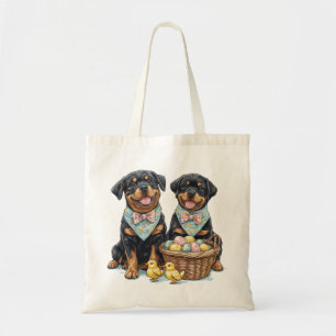 Easter Rottweiler Dogs Easter Basket Tote Bag