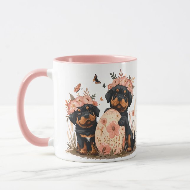 Easter Rottweiler Dogs Mug (Left)