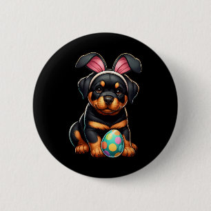 Easter Rottweiler Dogs Pets Lovers Rabbit Egg Eggs 6 Cm Round Badge
