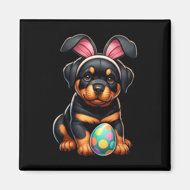 Easter Rottweiler Dogs Pets Lovers Rabbit Egg Eggs Magnet (Front)