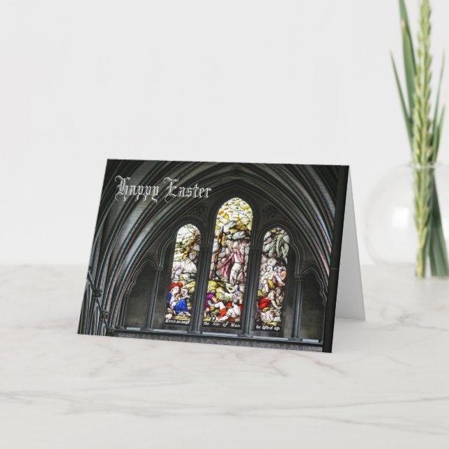 Easter, Salisbury Cathedral Stained Glass Window Holiday Card (Front)