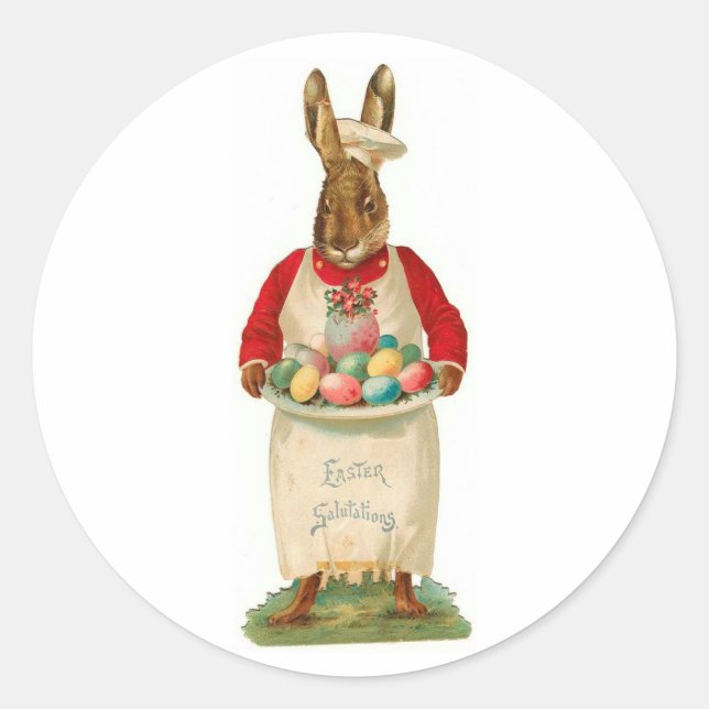Easter Salutations Vintage Classic Round Sticker (Front)