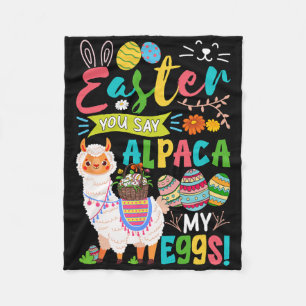 Easter Say Alpaca My Eggs Bunny Alpaca Hunting Egg Fleece Blanket