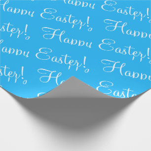 Easter Script Blue Spring Gift Wrapping Paper