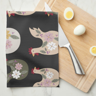 Easter seamless pattern with chicken. tea towel