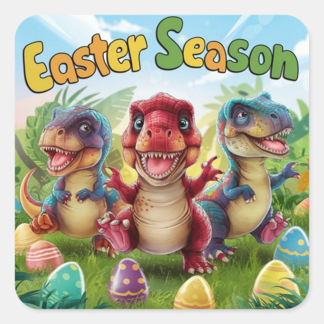 Easter season Dinos Square Sticker (Front)