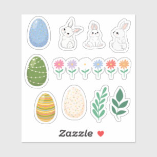 Easter Set, Bunnies, Eggs, Flowers