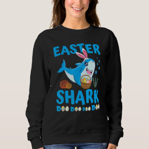 Easter Shark Cute Bunny Ears Eggs Hunt Basket Rabb Sweatshirt