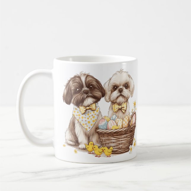 Easter Shih Tzu Dogs Coffee Mug (Left)