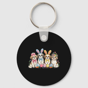 Easter Shih Tzu Dogs Ears Bunny Eggs Spring for Key Ring