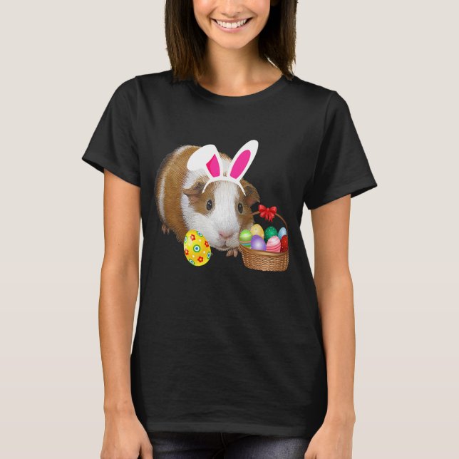 Easter Shirt Guinea Pig Funny Bunny Ears _ Eggs (Front)