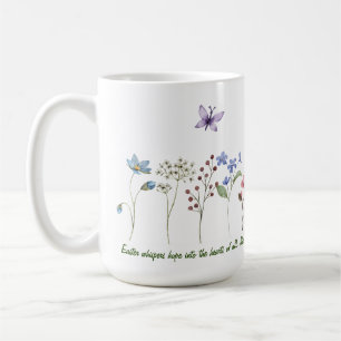Easter simple watercolor wildflowers butterflies coffee mug