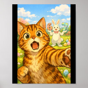 Easter Six Seven Cat Selfie 67 Bunny Rabbit Girls Poster