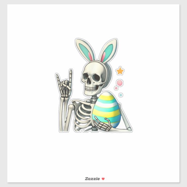 Easter Skeleton Bunny Rock Hand Rocker Boys Kids M (Sheet)