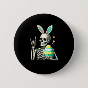 Easter Skeleton Bunny Rock Hand Rocker Boys Kids M 6 Cm Round Badge