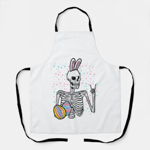 Easter Skeleton Bunny Rock Hand Rocker Boys Kids M Apron