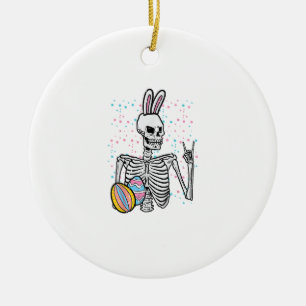 Easter Skeleton Bunny Rock Hand Rocker Boys Kids M Ceramic Ornament