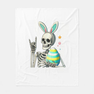 Easter Skeleton Bunny Rock Hand Rocker Boys Kids M Fleece Blanket