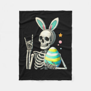 Easter Skeleton Bunny Rock Hand Rocker Boys Kids M Fleece Blanket