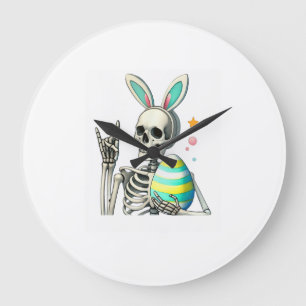 Easter Skeleton Bunny Rock Hand Rocker Boys Kids M Large Clock