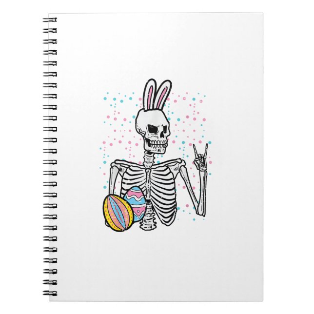 Easter Skeleton Bunny Rock Hand Rocker Boys Kids M Notebook (Front)