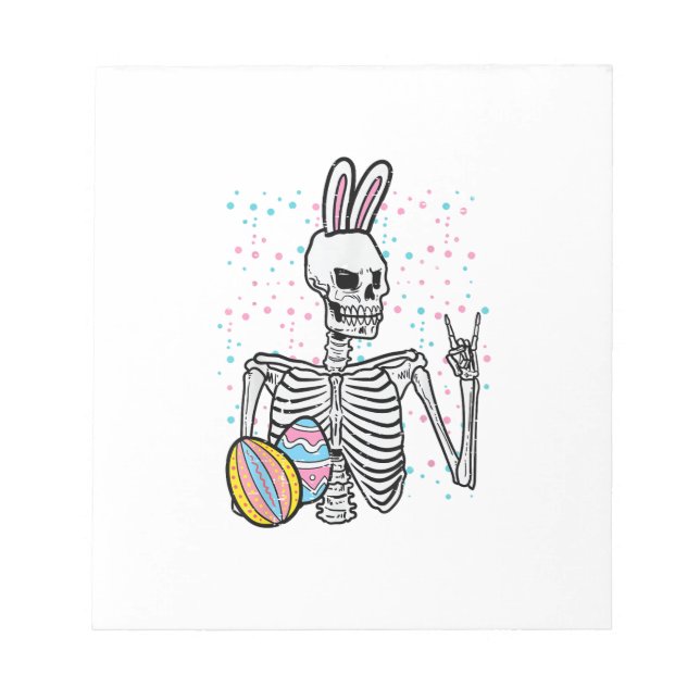 Easter Skeleton Bunny Rock Hand Rocker Boys Kids M Notepad (Front)