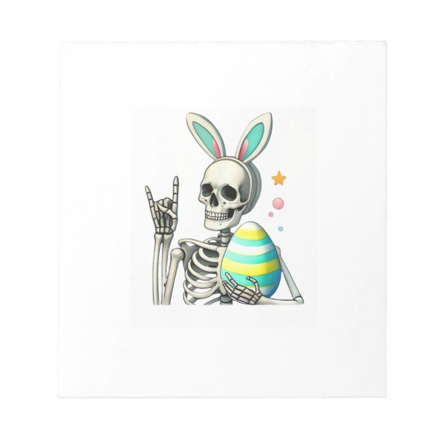 Easter Skeleton Bunny Rock Hand Rocker Boys Kids M Notepad (Front)