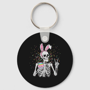 Easter Skeleton Bunny Rock Hand Rocker Boys Kids T Key Ring