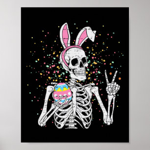 Easter Skeleton Bunny Rock Hand Rocker Boys Kids T Poster