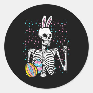 Easter skeleton bunny rock hand rocker boys kidsEa Classic Round Sticker