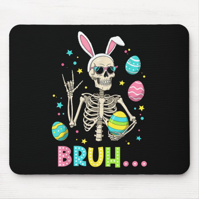 Easter Skeleton Bunny Rock Hand Rocker Men Teens K Mouse Pad (Front)