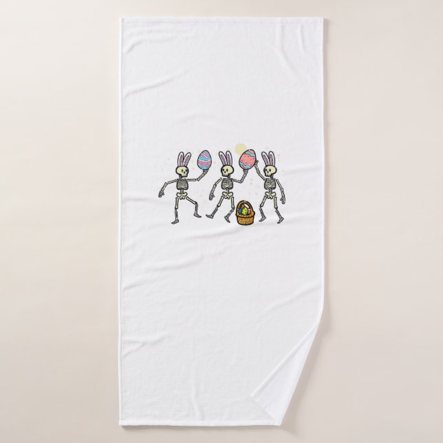 Easter Skeletons Dancing Eggs Funny Bones Men Wome Bath Towel (Bath Towel)