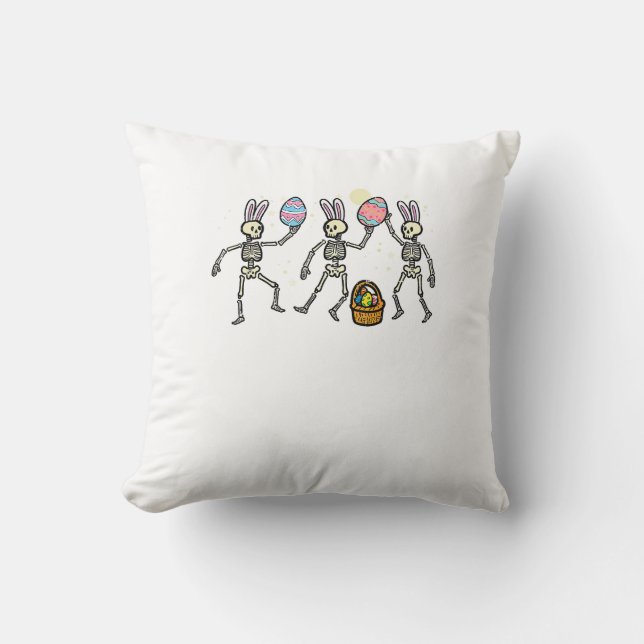 Easter Skeletons Dancing Eggs Funny Bones Men Wome Cushion (Front)