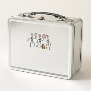 Easter Skeletons Dancing Eggs Funny Bones Men Wome Metal Lunch Box