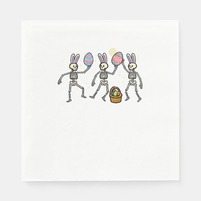 Easter Skeletons Dancing Eggs Funny Bones Men Wome Napkin (Front)