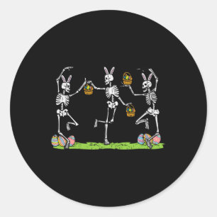 Easter Skeletons Dancing Funny Bunny Bones Women M Classic Round Sticker