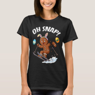 Easter skiing gingerbread man snap broken arm pun T-Shirt