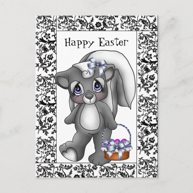 Easter Skunk Holiday greeting postcard (Front)