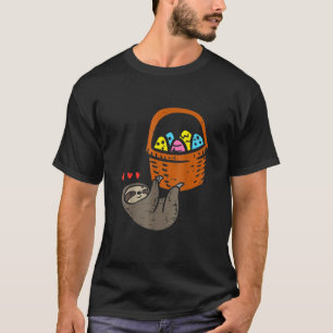 Easter Sloth Hanging Egg Basket Animal T-Shirt