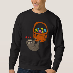 Easter Sloth Hanging Egg Basket Cute Animal Men Wo Sweatshirt